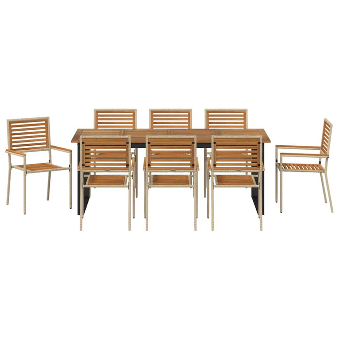 Set de masă pentru grădină 9 pcs Bej Lemn Solid de Acacia - WALTI WALTI