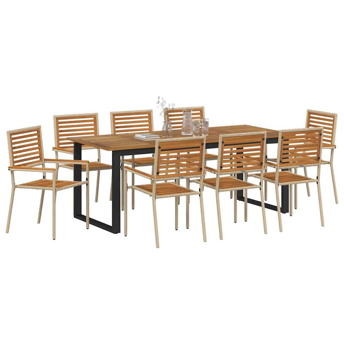 Set de masă pentru grădină 9 pcs Bej Lemn Solid de Acacia - WALTI WALTI