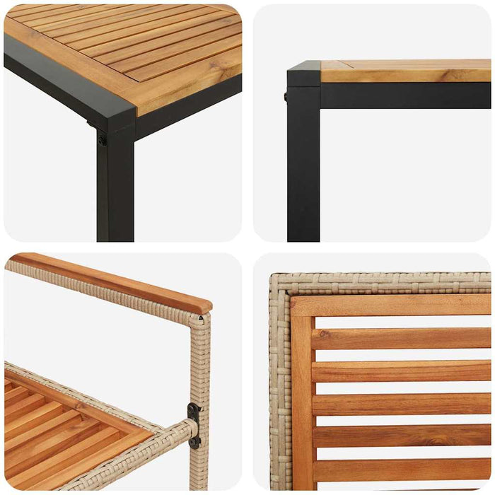 Set de masă pentru grădină 5 pcs Bej 140 x 80 x 75 cm poliratan - WALTI WALTI