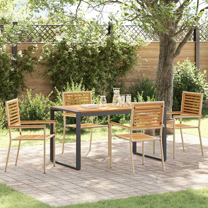 Set de masă pentru grădină 5 pcs Bej 140 x 80 x 75 cm poliratan - WALTI WALTI