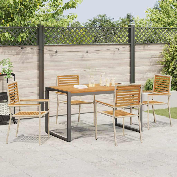 Set de masă pentru grădină 5 pcs Bej 140 x 80 x 75 cm poliratan - WALTI WALTI