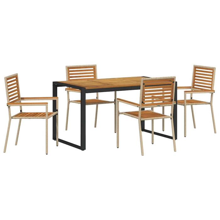 Set de masă pentru grădină 5 pcs Bej 140 x 80 x 75 cm poliratan - WALTI WALTI