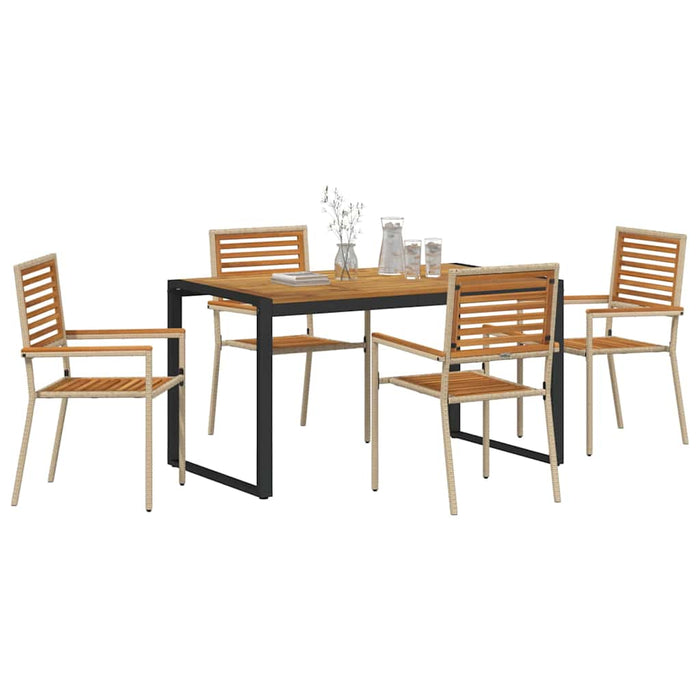 Set de masă pentru grădină 5 pcs Bej 140 x 80 x 75 cm poliratan - WALTI WALTI