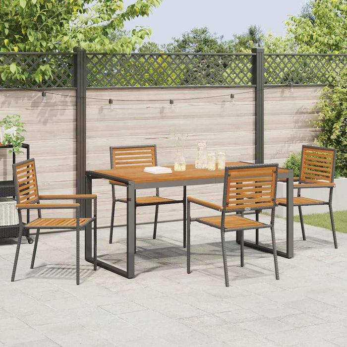 Set de masă pentru grădină 5 pcs Negru și Maro poliratan - WALTI WALTI