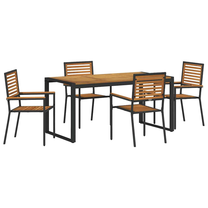 Set de masă pentru grădină 5 pcs Negru și Maro poliratan - WALTI WALTI