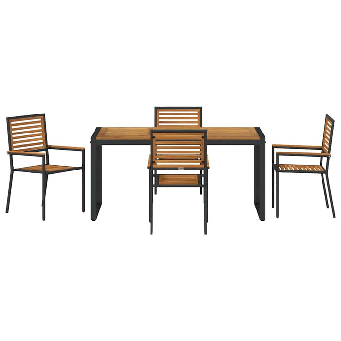 Set de masă pentru grădină 5 pcs Negru și Maro poliratan - WALTI WALTI