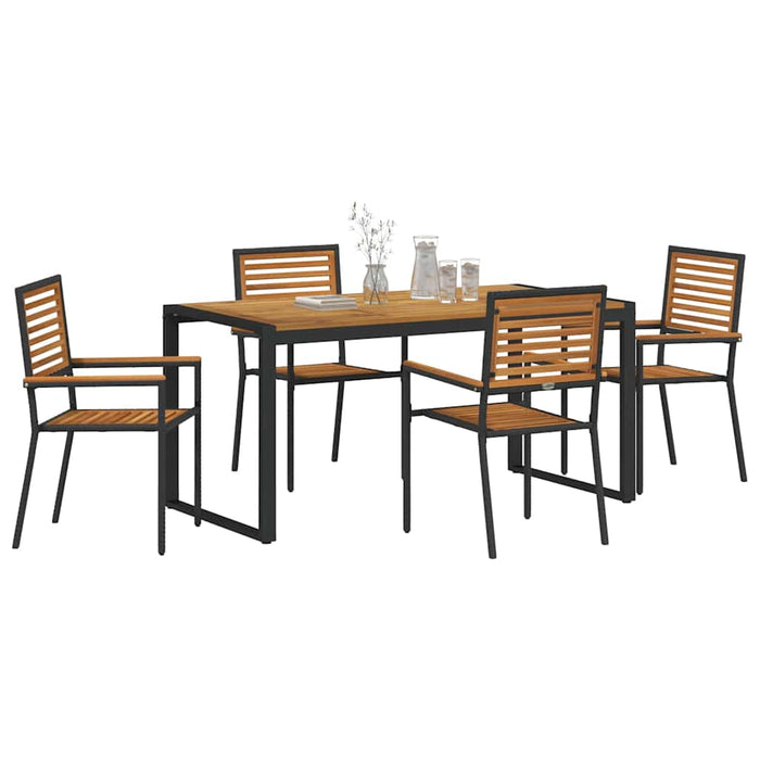 Set de masă pentru grădină 5 pcs Negru și Maro poliratan - WALTI WALTI