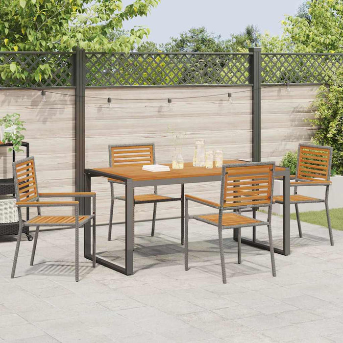 Set de masă pentru grădină 5 pcs Gri și Brown poliratan - WALTI WALTI