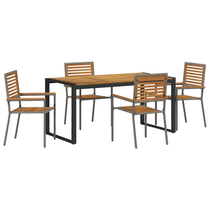 Set de masă pentru grădină 5 pcs Gri și Brown poliratan - WALTI WALTI