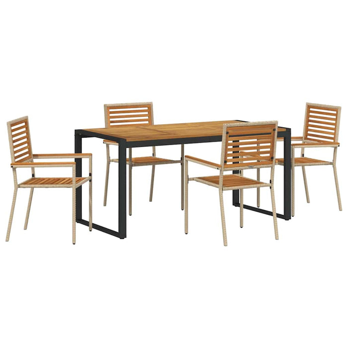 Set de masă pentru grădină 5 pcs Bej și Maro poliratan - WALTI WALTI