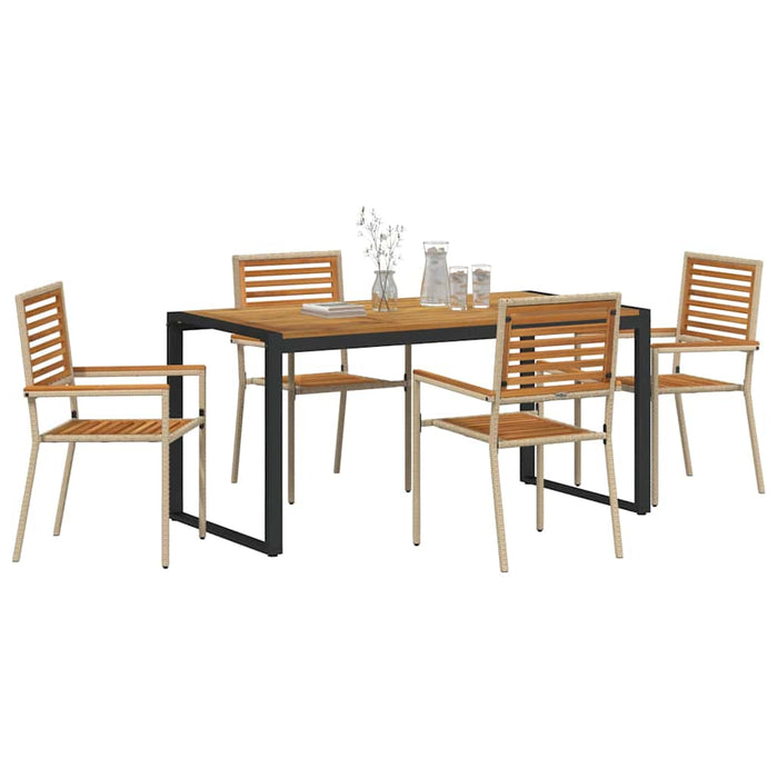 Set de masă pentru grădină 5 pcs Bej și Maro poliratan - WALTI WALTI