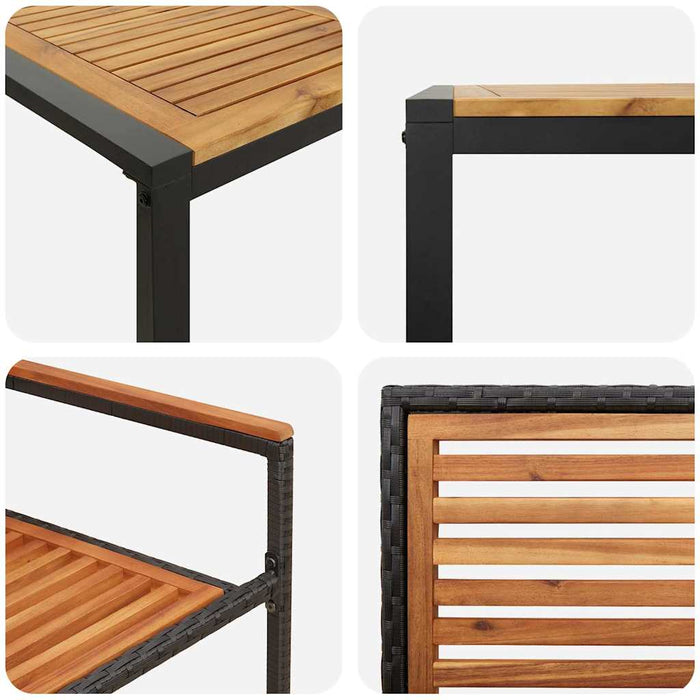 Set de masă pentru grădină 7 pcs Negru și Maro poliratan - WALTI WALTI