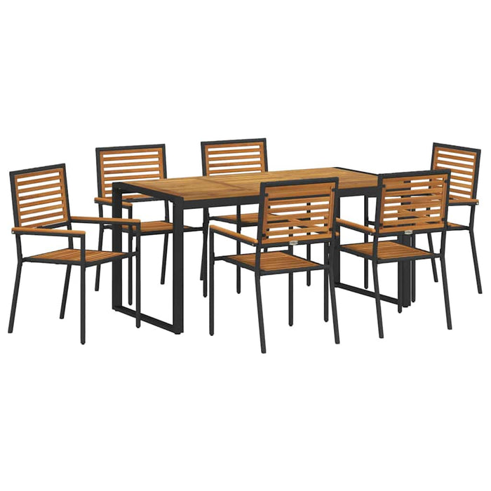 Set de masă pentru grădină 7 pcs Negru și Maro poliratan - WALTI WALTI