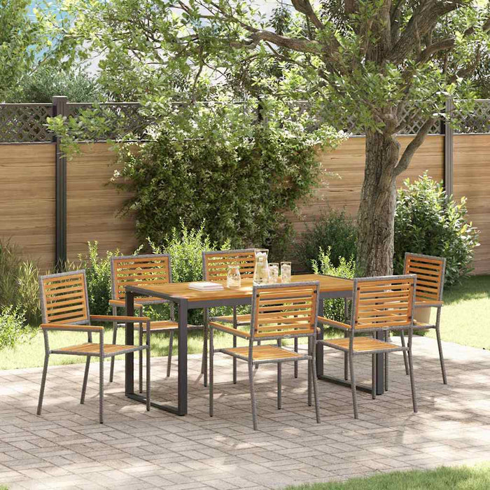 Set de masă pentru grădină 7 pcs Gri și Brown poliratan - WALTI WALTI