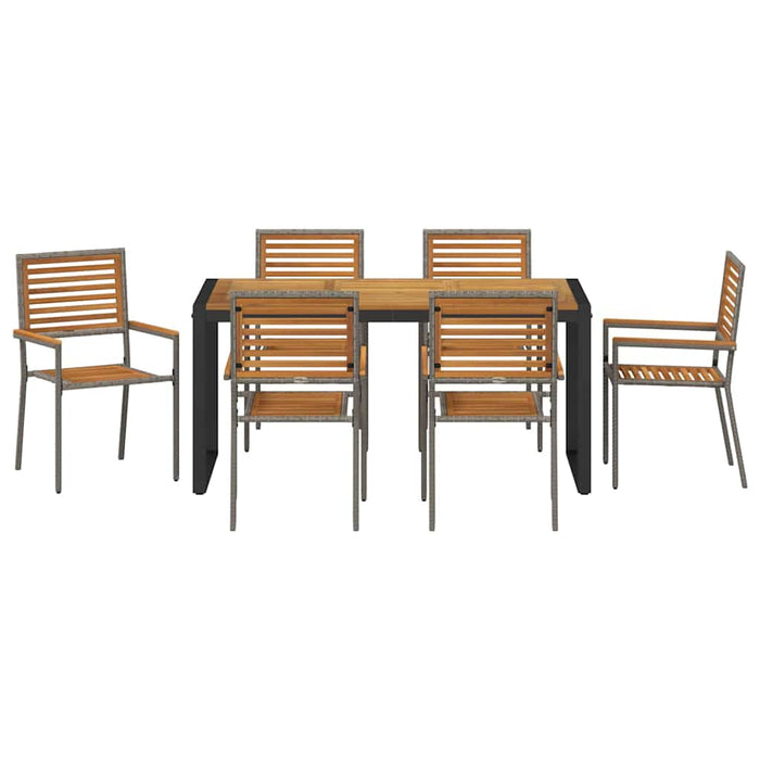 Set de masă pentru grădină 7 pcs Gri și Brown poliratan - WALTI WALTI