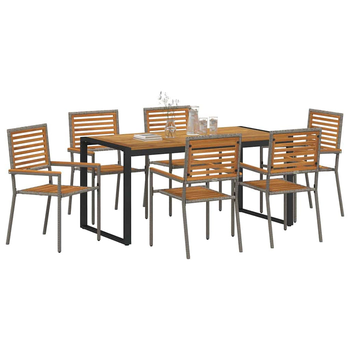 Set de masă pentru grădină 7 pcs Gri și Brown poliratan - WALTI WALTI