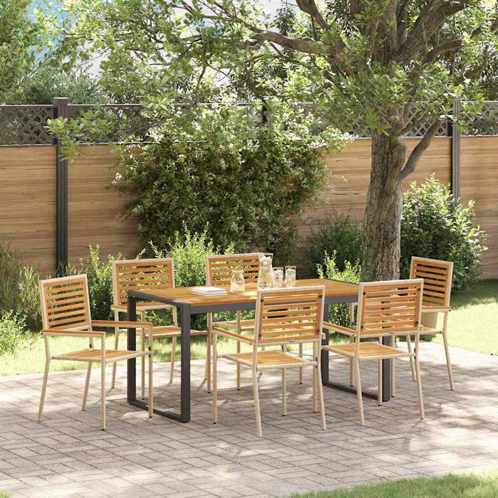 Set de masă pentru grădină 7 pcs Bej și Maro poliratan - WALTI WALTI