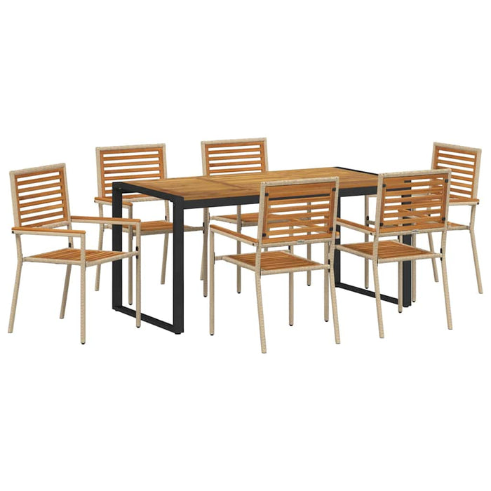 Set de masă pentru grădină 7 pcs Bej și Maro poliratan - WALTI WALTI