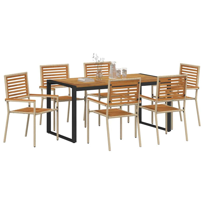 Set de masă pentru grădină 7 pcs Bej și Maro poliratan - WALTI WALTI