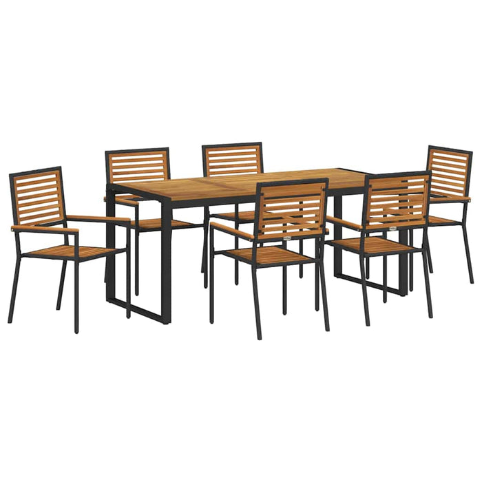 Set de masă pentru grădină 7 pcs Negru și Maro poliratan - WALTI WALTI
