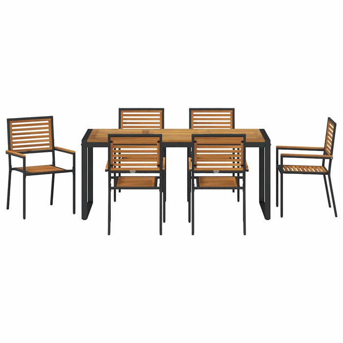 Set de masă pentru grădină 7 pcs Negru și Maro poliratan - WALTI WALTI