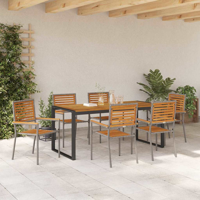 Set de masă pentru grădină 7 pcs Gri și Brown poliratan - WALTI WALTI