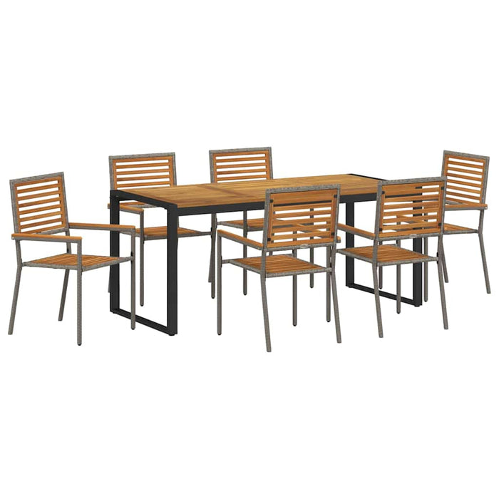Set de masă pentru grădină 7 pcs Gri și Brown poliratan - WALTI WALTI