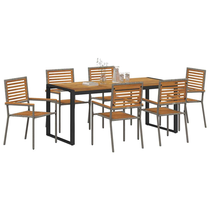 Set de masă pentru grădină 7 pcs Gri și Brown poliratan - WALTI WALTI