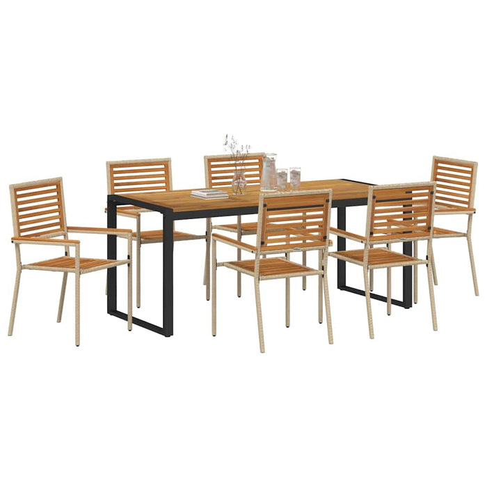 Set de masă pentru grădină 7 pcs Bej și Maro poliratan - WALTI WALTI