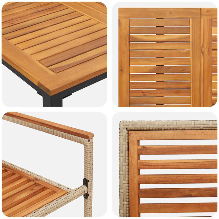 Set de masă pentru grădină 3 pcs Bej și Maro poliratan - WALTI WALTI