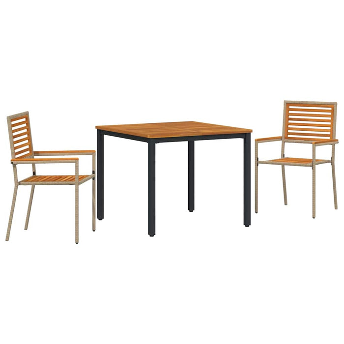 Set de masă pentru grădină 3 pcs Bej și Maro poliratan - WALTI WALTI