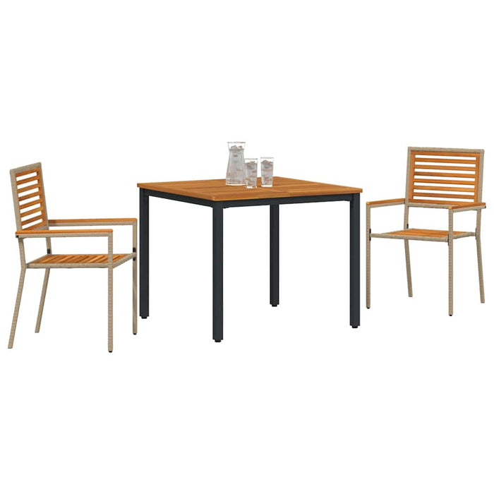 Set de masă pentru grădină 3 pcs Bej și Maro poliratan - WALTI WALTI