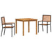 Set masă grădină 3 pcs Negru 85 x 85 x 74 cm Metal și Lemn - WALTI WALTI