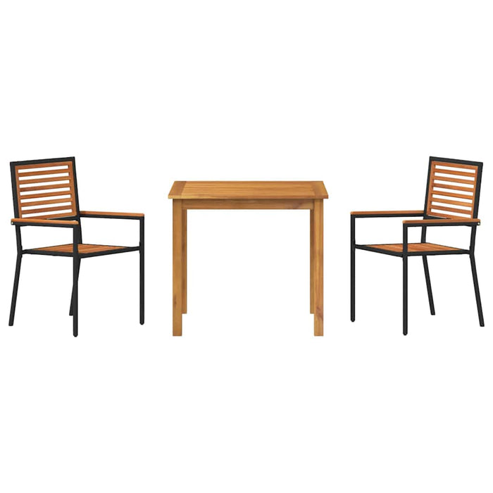 Set masă grădină 3 pcs Negru 85 x 85 x 74 cm Metal și Lemn - WALTI WALTI
