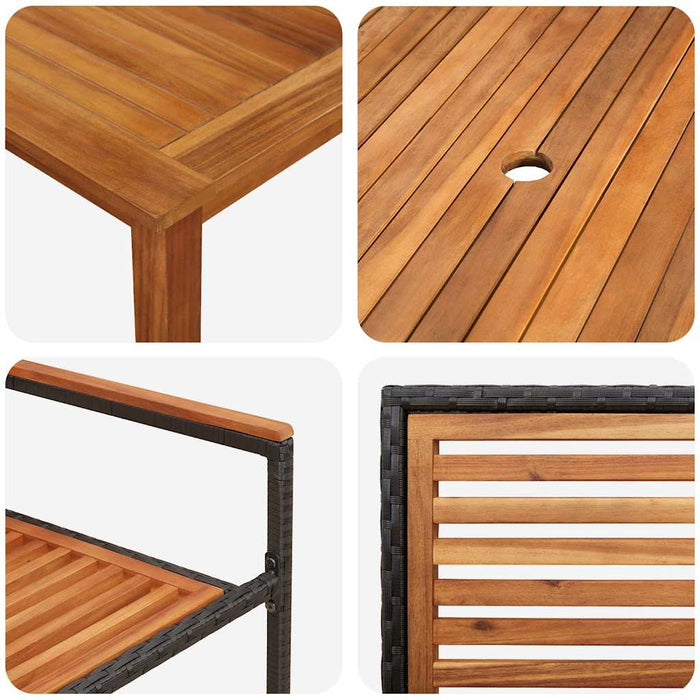 Set mese grădină 5 pcs Negru 150 x 90 x 74 cm Lemn masiv, Metal - WALTI WALTI