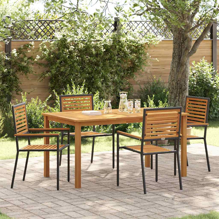 Set mese grădină 5 pcs Negru 150 x 90 x 74 cm Lemn masiv, Metal - WALTI WALTI