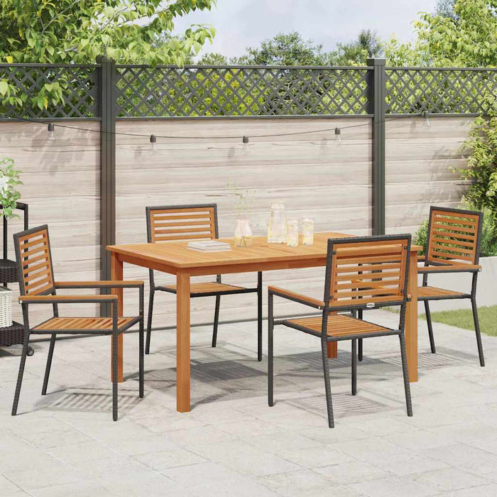 Set mese grădină 5 pcs Negru 150 x 90 x 74 cm Lemn masiv, Metal - WALTI WALTI