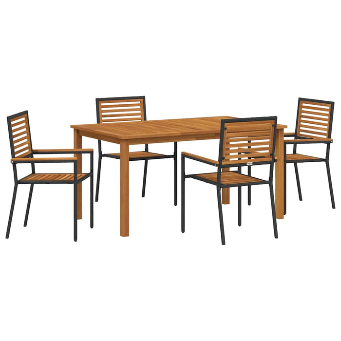 Set mese grădină 5 pcs Negru 150 x 90 x 74 cm Lemn masiv, Metal - WALTI WALTI