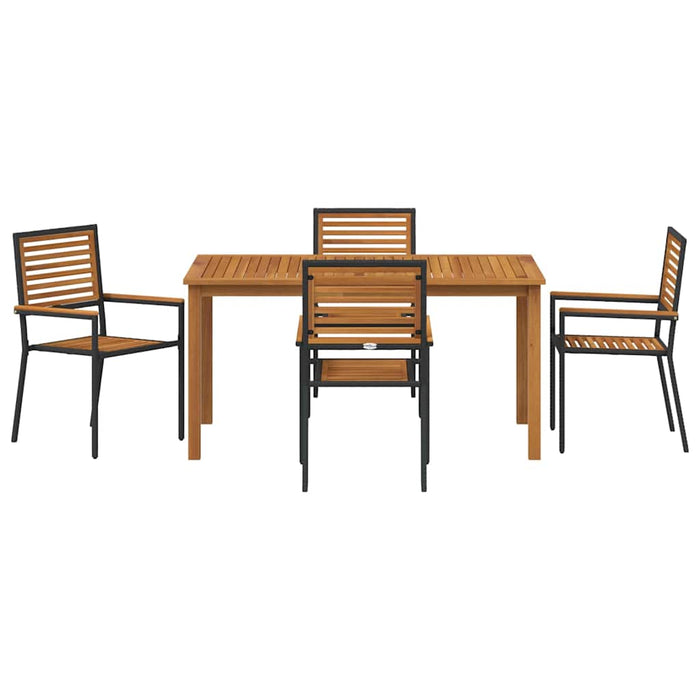 Set mese grădină 5 pcs Negru 150 x 90 x 74 cm Lemn masiv, Metal - WALTI WALTI