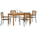 Set mese grădină 5 pcs Negru 150 x 90 x 74 cm Lemn masiv, Metal - WALTI WALTI
