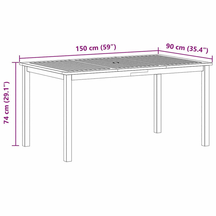 Set mese grădină 5 pcs Negru 150 x 90 x 74 cm Lemn masiv, Metal - WALTI WALTI