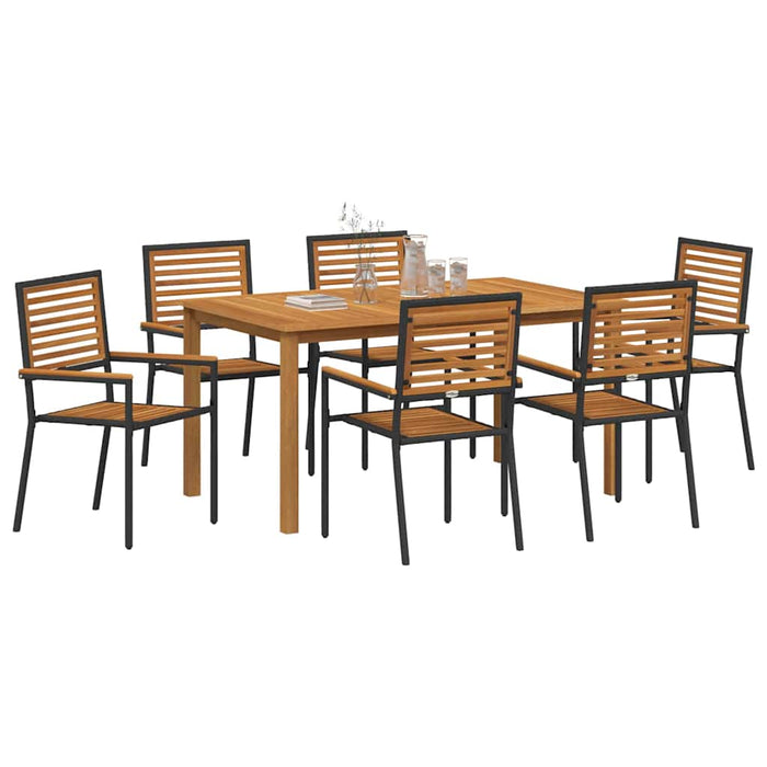 Set Dining Grădină 7 pcs Negru 150 x 90 x 74 cm - WALTI WALTI