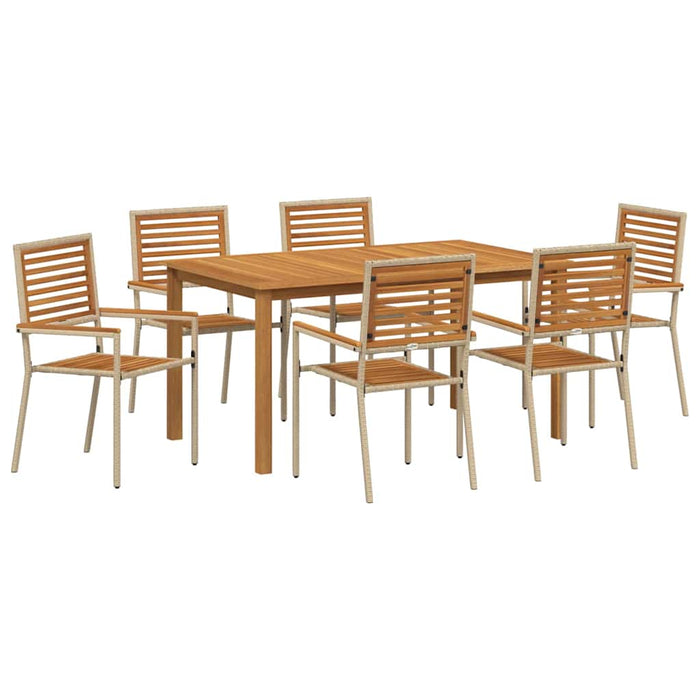 Set de Mese pentru Grădină 7 pcs Bej 150 x 90 x 74 cm - WALTI WALTI