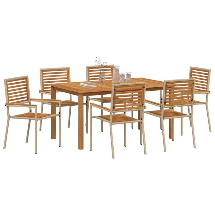 Set de Mese pentru Grădină 7 pcs Bej 150 x 90 x 74 cm - WALTI WALTI