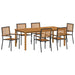 Set Dining Grădină 7 pcs Negru 200 x 100 x 74 cm Metal & Lemn - WALTI WALTI