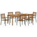 Set Dining Grădină 7 pcs Negru 200 x 100 x 74 cm Metal & Lemn - WALTI WALTI