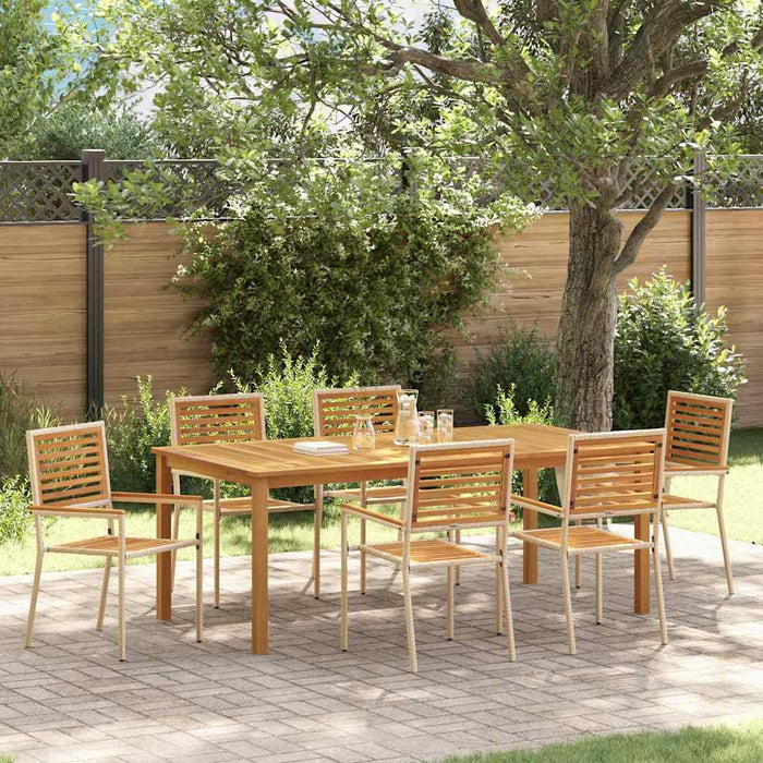 Set dining grădină 7 pcs Bej 200 x 100 x 74 cm Lemn, Metal - WALTI WALTI