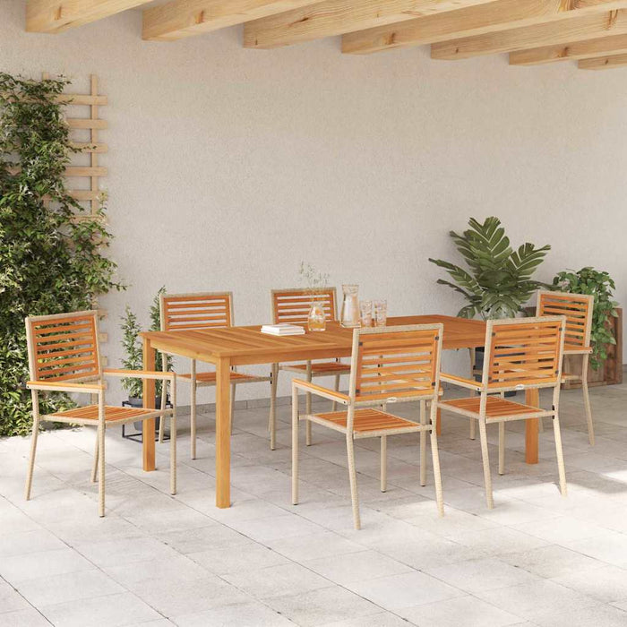 Set dining grădină 7 pcs Bej 200 x 100 x 74 cm Lemn, Metal - WALTI WALTI