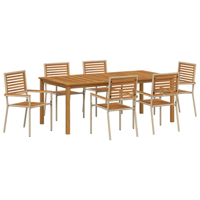 Set dining grădină 7 pcs Bej 200 x 100 x 74 cm Lemn, Metal - WALTI WALTI