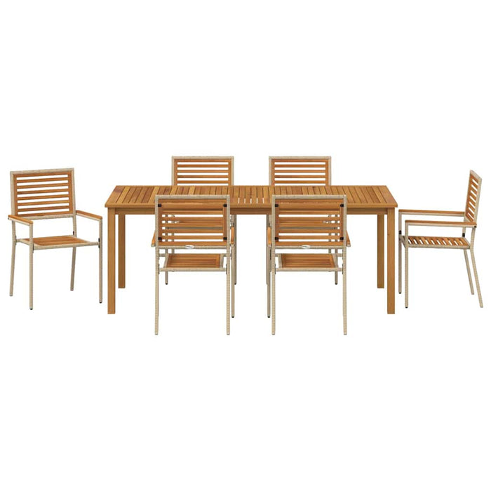 Set dining grădină 7 pcs Bej 200 x 100 x 74 cm Lemn, Metal - WALTI WALTI
